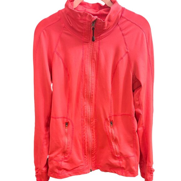 Tangerine Full Zip Track Jacket, Neon Coral, Size Small - Picture 2 of 6